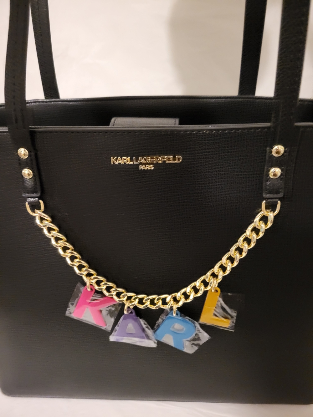 Karl Lagerfeld Black Tote Bag with Colorful KARL Charm - Picture 11 of 13